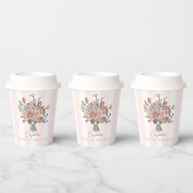 Floral Bouquet Fresh off the Market Bridal Shower Paper Cups (Multi)