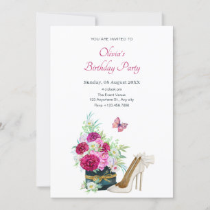 Floral bouquet heels birthday invitation