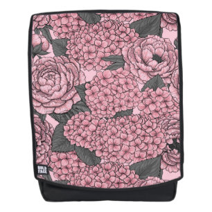 Floral bouquet in pink backpack