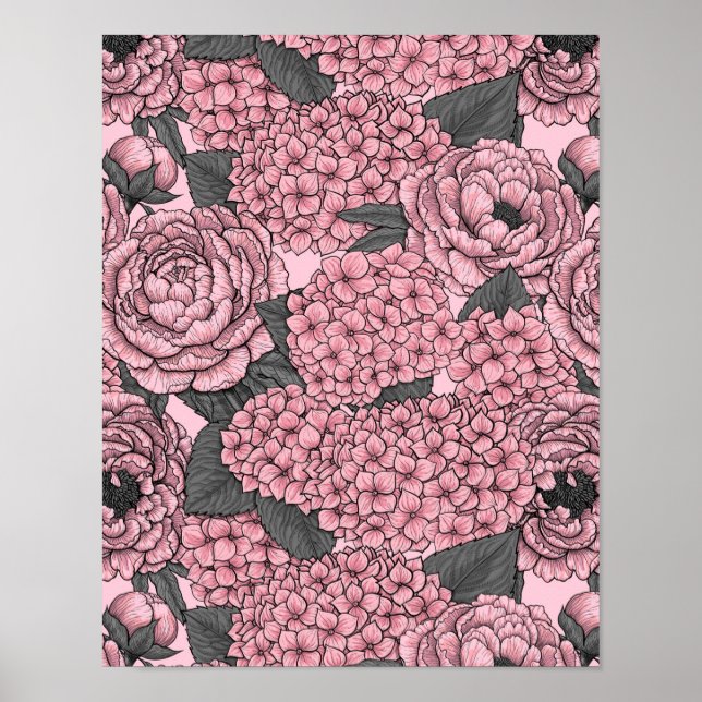 Floral bouquet in pink poster (Front)