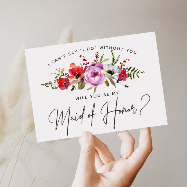 Floral Bouquet Maid of Honour Card (Creator Uploaded)