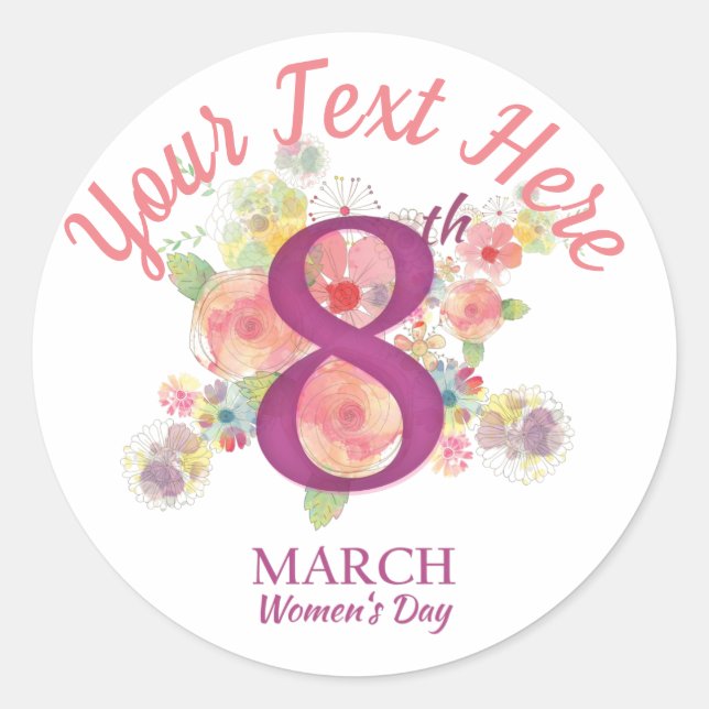 Floral Bouquet March 8 International Woman's Day Classic Round Sticker (Front)