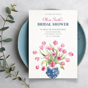 Floral bouquet minimalist elegant bridal shower invitation