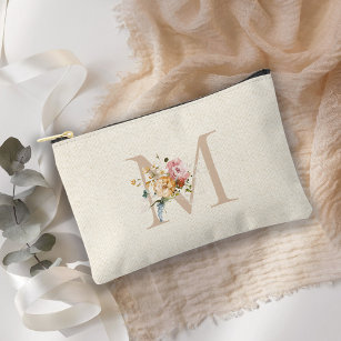 Floral Bouquet Monogram Cosmetic/Accessory Bag
