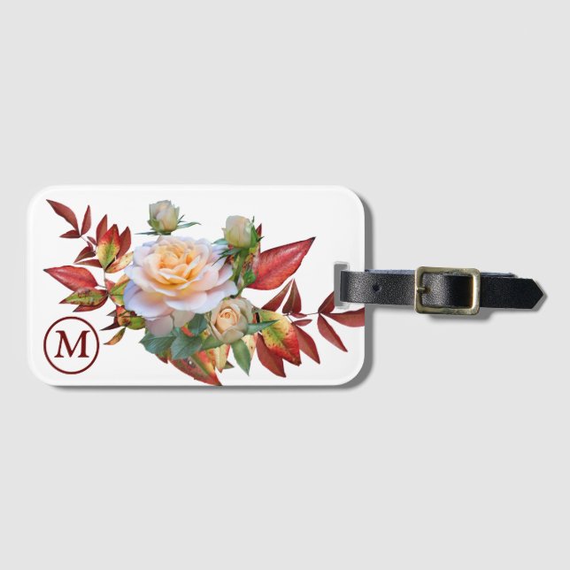 Floral Bouquet Monogrammed Luggage Travel Tag (Front Horizontal)
