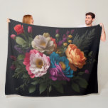 Floral Bouquet Painting on Dark Background Fleece Blanket<br><div class="desc">Floral Bouquet Painting on Dark Background Printed and shipped by Zazzle or their partners.</div>