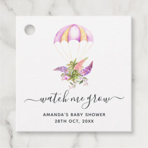 Floral Bouquet Parachute Baby Shower Thank You Favour Tags