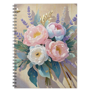 Floral Bouquet peonies lavender Notebook