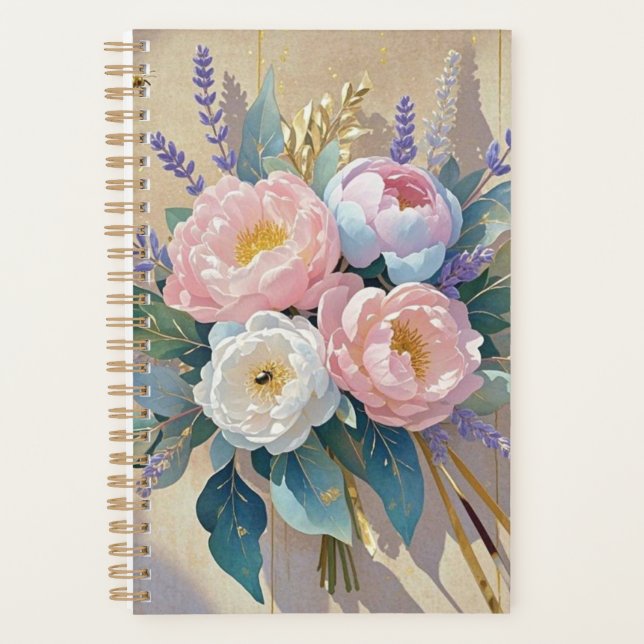 Floral Bouquet peonies lavender Planner (Front)