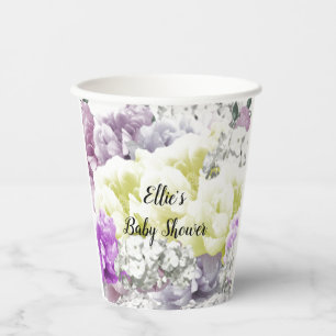 Floral Bouquet Personalised Baby Shower Paper Cups