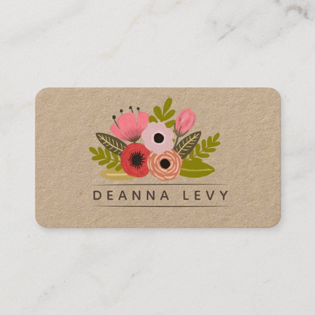 Floral Bouquet Personalised Editable Template Business Card (Front)