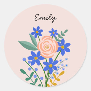 Floral Bouquet Personalised Round Sticker