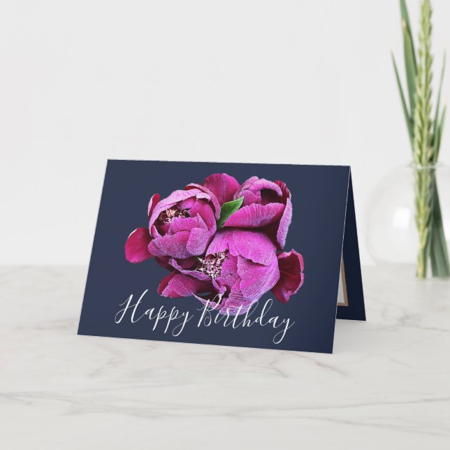 Floral Bouquet Pink Peonies Flower Girl Birthday Card (Front)