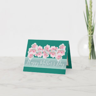 Floral Bouquet Pink Rose Bud Flowers Mother's Day Card