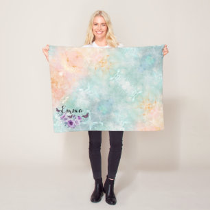 Floral bouquet purple garden fleece blanket