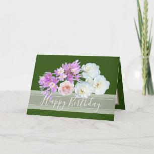 Floral Bouquet Roses and Crocuses Flowers Birthday Card