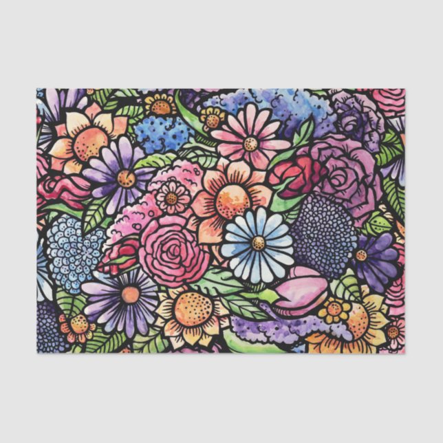 Floral Bouquet Spring Flower Tissue Paper (Front)