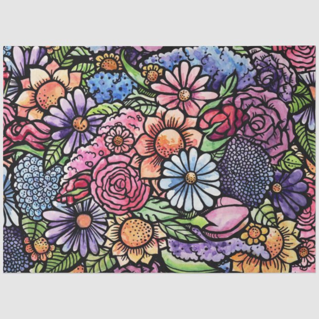 Floral Bouquet Spring Flower Tissue Paper (Front)