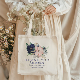 Floral Bouquet Teacher Thank You Class Gift Tote B Bag