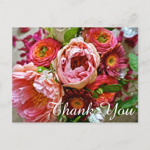 Floral bouquet Thank You, Postcard