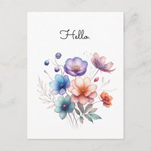 Floral Bouquet Watercolor Illustration Customise Postcard