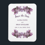 Floral Bouquet Wedding Save The Date Magnet<br><div class="desc">Floral Bouquet Wedding Save The Date  in an elegant dark lavender  script font along with your names and wedding date. 
For further customisation,  please click the "Personalise” link and use our design tool to modify this template.</div>