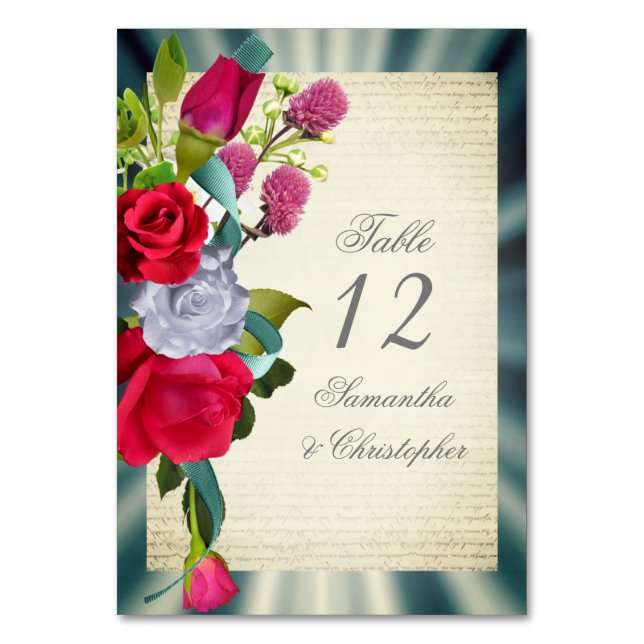 Floral bouquet wedding table number (Front)