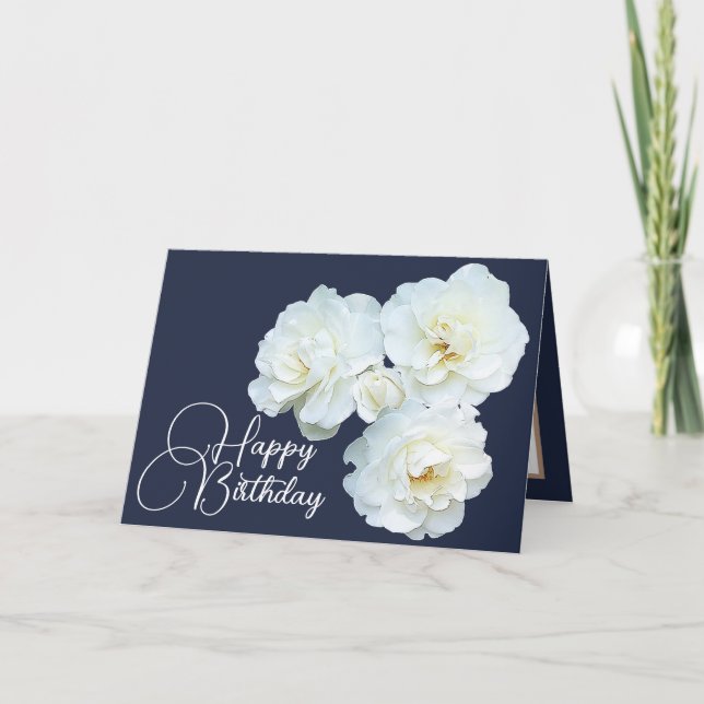 Floral Bouquet White Roses Flower Girl Birthday  Card (Front)