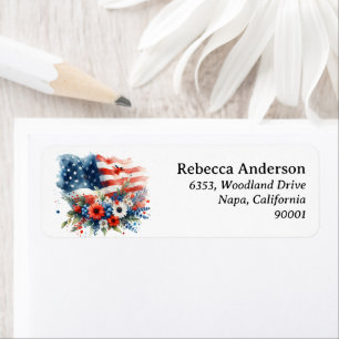 Floral Bouquet with American Flag Return Address 