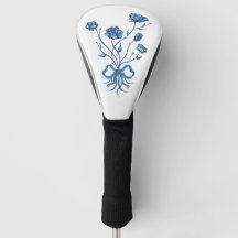 Floral Bouquet With Blue Bow Golf Head Cover