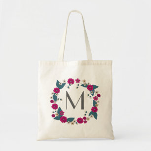 Floral Bouquet wreath monogram Tote Bag