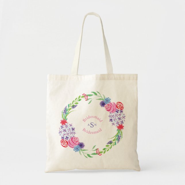 Floral Bouquet Wreath Monogram - Tote Bag (Front)
