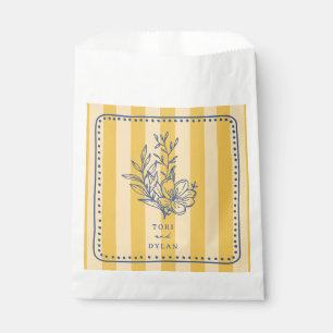 Floral Bouquet Yellow Stripe Wedding Favour Bags