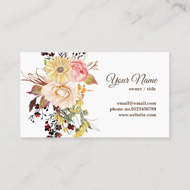 floral, boutique  business card (Back)