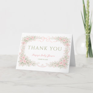 Floral Bow Baby in Bloom Girl Baby Shower Card