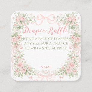 Floral Bow Baby in Bloom Girl Baby Shower Enclosure Card