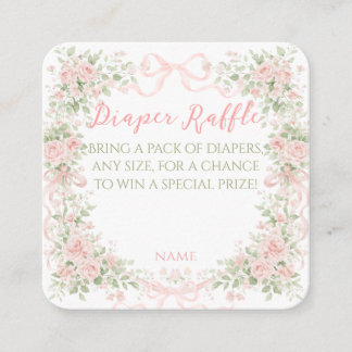 Floral Bow Baby in Bloom Girl Baby Shower Enclosure Card