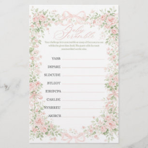 Floral Bow Baby in Bloom Girl Baby Shower Game