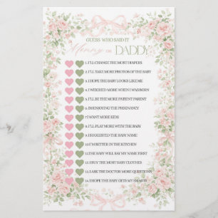 Floral Bow Baby in Bloom Girl Baby Shower Game