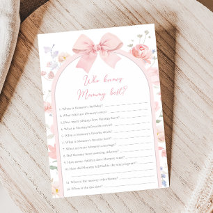 Floral Bow Baby in Bloom Shower Who Knows Mum Game