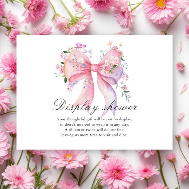 Floral Bow Baby shower Display shower Enclosure Card (Creator Uploaded)