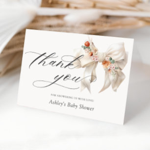 Floral Bow Elegant Baby Shower Thank You