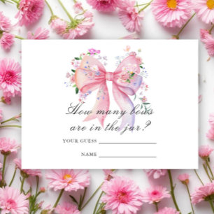 Floral Bow Flowers Baby Shower How many bows Enclosure Card
