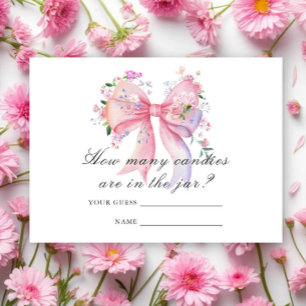Floral Bow Flowers Baby Shower How many candies Enclosure Card