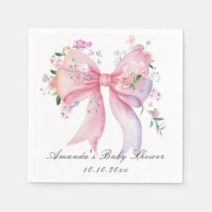 Floral Bow Flowers Girl Baby Shower Napkin