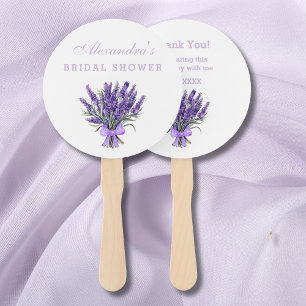 Floral Bow Lavender Bridal Shower Thank You Hand Fan