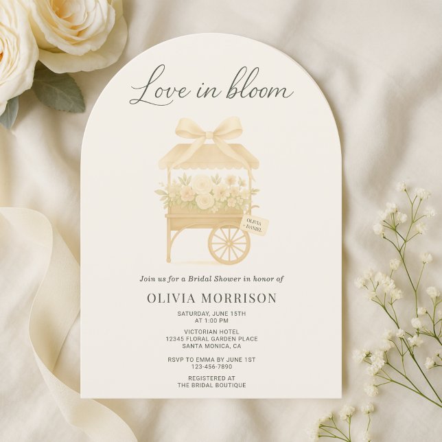 Floral Bow Love in Bloom Bridal Shower Invitation (Creator Uploaded)