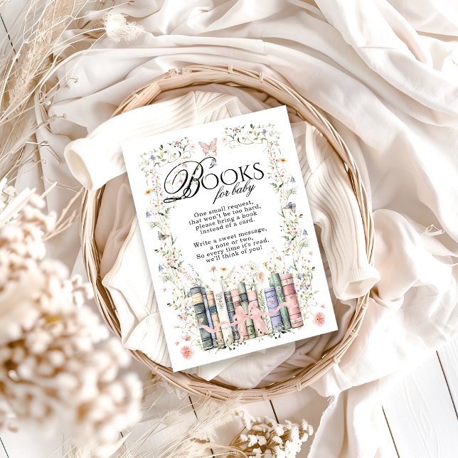 Floral Bow New Chapter Baby Shower Book Request Enclosure Card (Creator Uploaded)