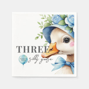Floral Bow Silly Goose Boy Birthday  Napkin