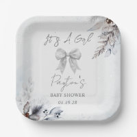 Floral Bow Winter Girl Baby Shower Welcome